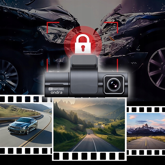 Автомобільний відеореєстратор Ondra XR170 4K UHD: 3 камери, GPS, Wi-Fi