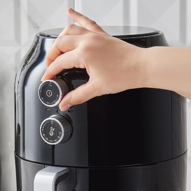 Karaca Multifry - Аерофритюрниця 3.5л, 1300 Вт, чорна - Здорова смаження, енергоекономія, легке очищення