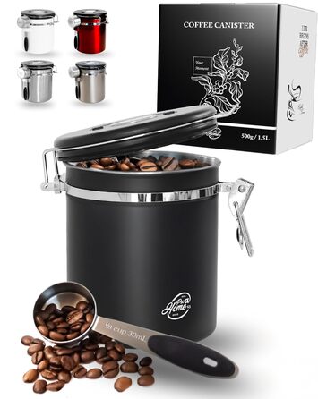 Контейнер для кави Kaffeedose: герметичний, 500г, нержавіюча сталь, 1,5л, з дозатором та календарем, у подарунковій коробці