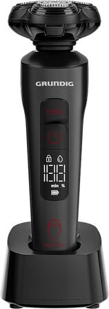 Електричний чоловічий бритва Grundig ProClub MS 9130 з датчиком BeardCare, леза з титану, вологе/сухе гоління, тример для довгої щетини, корпус з 61% переробленого пластику, матовий чорний/червоний