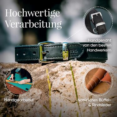 Мінімалістичний шкіряний нашийник для собак Michur Minimo, чорний, різні розміри (36-45 см)