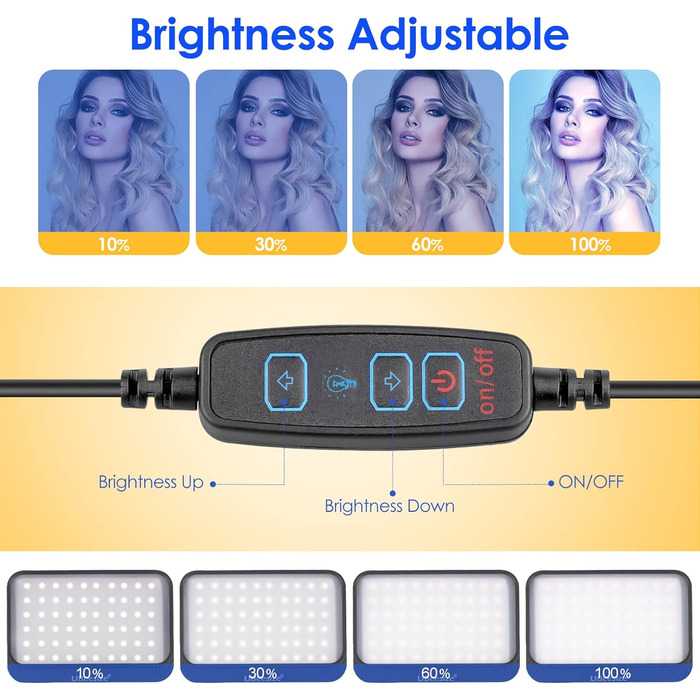 LED відеосвітло UBeesize 2 шт. з регульованою яскравістю, штативом та фільтрами для відеоконференцій, стрімінгу та YouTube