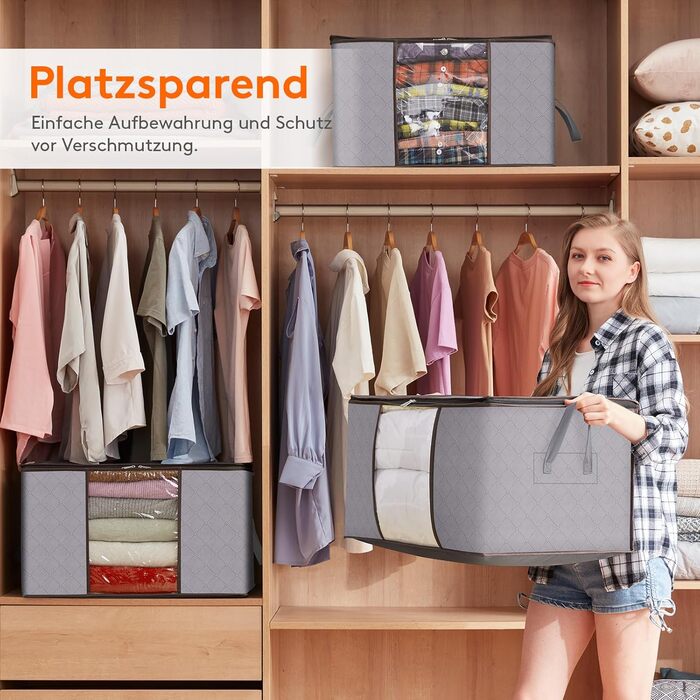 Органайзер для зберігання речей Lifewit - 6 шт. (120 л), сірий - для під ліжко, одяг, ковдри, речі, переїзди