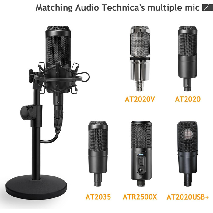 Підставка для мікрофона AT2020 з поп-фільтром та вітрозахистом для Audio Technica AT2020V AT2020USB+ AT2035 ATR2500X (Металева підставка для мікрофона AT2020)