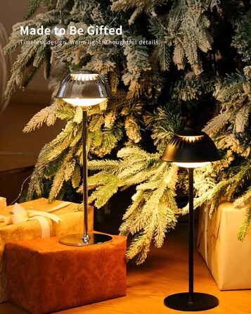 Світлодіодна настільна лампа бездротова LED для вулиці та дому, димована, з акумулятором 5200mAh, водонепроникна IP54, чорна (2 шт)