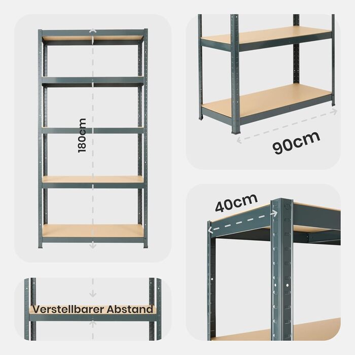 Arebos Heavy-Duty 2-Tier Shelf - 180 x 90 x 40 cm - 875kg Capacity