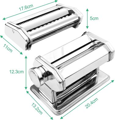Ghazpmuk Manual Pasta Machine, Noodle Machine with 6 Adjustable Thicknesses for Pasta, Pasta Maker with 2 Widths, Pastamaschine, Pastamaker Stainless Steel, for Tagliatelle, Spaghetti, Lasagna, Ravioli