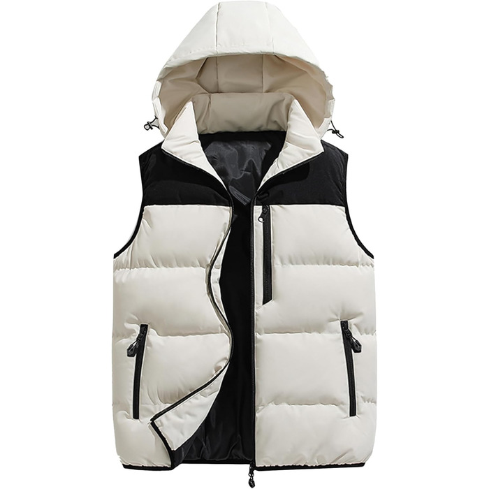 Чоловіча зимова жилетка AIEOE з капюшоном, тепла степна жилетка, стильний блоковий колір, розміри EU S-XL (Хакі, L)
