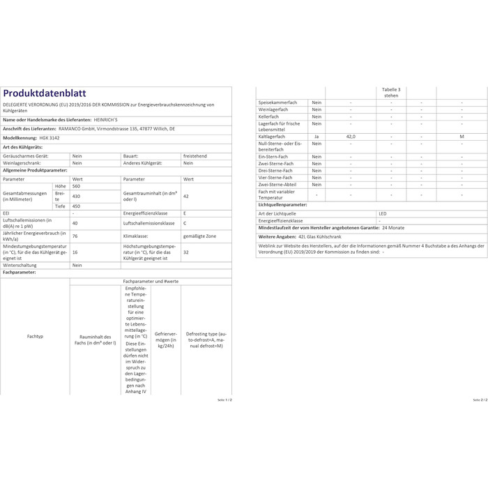 Міні-холодильник Heinrich з скляною дверцятами: компактний, тихий (40dB), LED-підсвічування, для офісу, кемпінгу, саду, 74 літри, 3 полиці