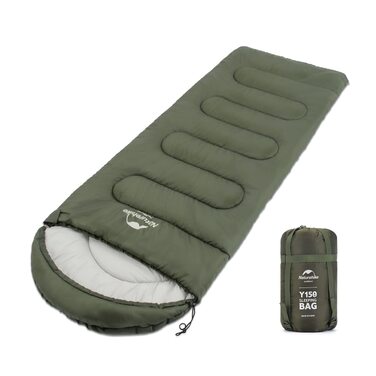 Бавовняний спальний мішок-худі Naturehike Y150L, температурний режим -6°C, зелений, лівий