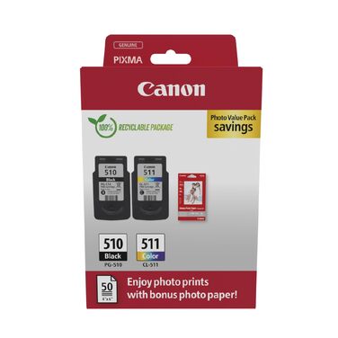Комплект оригінальних картриджів Canon PG-510 та CL-511 FINE з фотопапером для домашнього друку