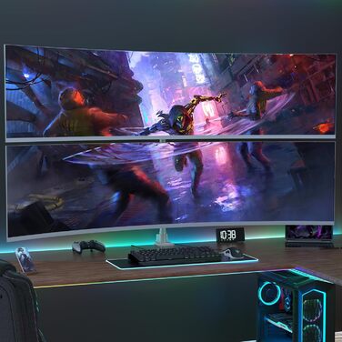 Кріплення для моніторів Halterung - 2 шт. один над одним, для моніторів 24-57 дюймів (плоских та вигнутих), вантажопідйомність 2-27 кг на кріплення, регулювання висоти, 2 варіанти монтажу/VESA 75/100 мм (білий)