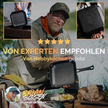 Чавунна сковорода-гриль NYORD з ребрами та виливом | Для індукції, газових плит, кераміки, грилю та духовки | Преміум якість