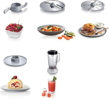 Кухонний комбайн Bosch MultiTalent 3 MCM3201B, 800 Вт, 30 функцій, 2.3 л, міксер 1 л, універсальний ніж, насадки для нарізки і натирання, збивальна насадка, чорний