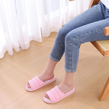 Тапочки халатні з відкритим носком для жінок та чоловіків, м'яка бавовна, піна з пам'яті, сліпони, тапочки для спальні (37/39.5 EU, рожеві)