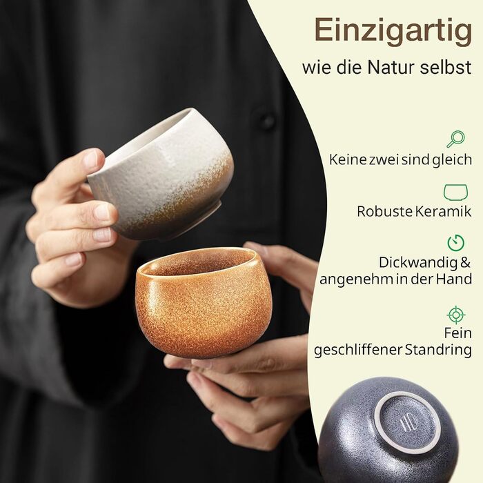 Набір кавових чашок для капучино, лате макіато, 4 шт, 80 мл, порцеляна, ручна робота, без ручки, для посудомийної машини