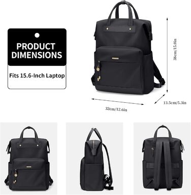 GOLF QUALITY Women's Backpack, Elegant Shoulder Bag Large Casual Daypack Small Women's Laptop 15.6 inch Daypack with Laptop Compartment Modern Work Backpack Tote Bag for Women Apricot (Black)