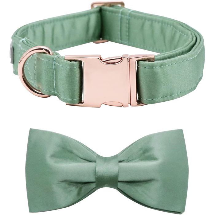 Нашийник для собак Lionet Paws з метеликом - комфортний шовковий нашийник зеленого кольору для маленьких собак, знімний метелик, розмір S (1 шт.), колір: трав'яний