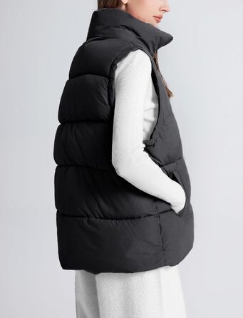 Жіноча жилетка FEOYA великого розміру з пуховим наповнювачем, без рукавів, тепла, чорна, XL
