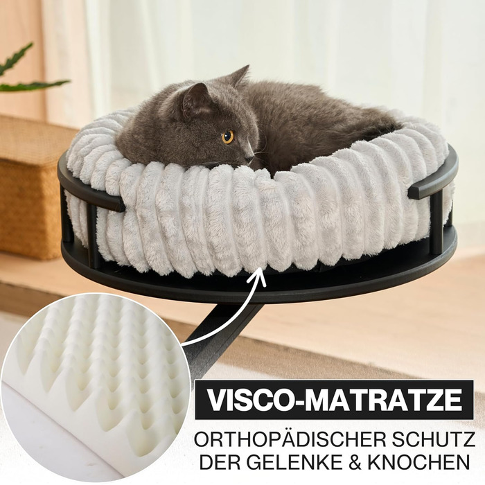 Килимок для котів LEVI | Платформа для котів | 2 ліжка | Для столу та підвіконня | Міцний, сучасний дизайн, сірий | Corduroy