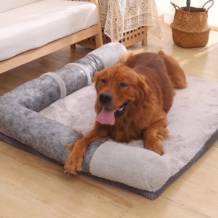 Ортопедичне собаче ліжко Nyescasa з піднятими бортиками, сіре, S (55x45x13 см)