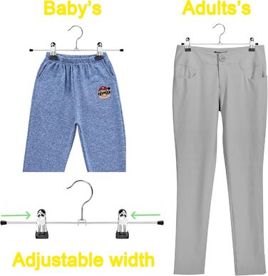 Плечики для одягу Amber Home 40 см хром (20 шт) + Плечики для штанів 30 см (24 шт) з кліпсами