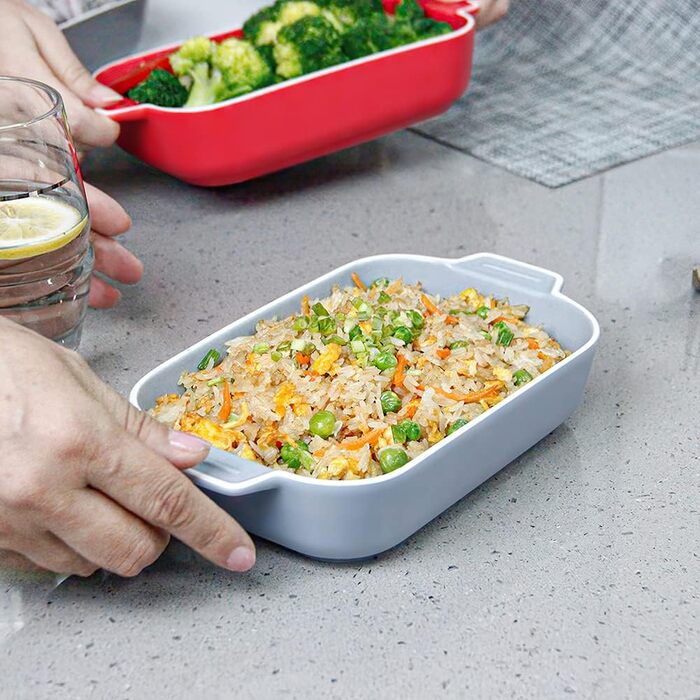 Форма для лазаньї, 2 шт., 22 x 12 см, керамічна, з ручками (блакитна)