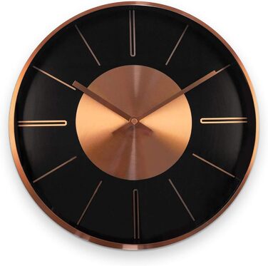 Modern silent aluminum wall clock, 30 cm diameter, without ticking sounds, for living room, bedroom, and office (copper aluminum)