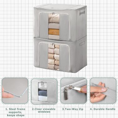 Органайзер для зберігання постільної білизни та одягу, 2 шт. (24L, сірий)