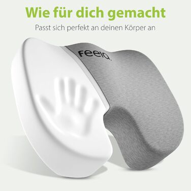 Подушка ортопедична для автосидіння Feela® (Medium, 60-80 кг) – підтримка спини та куприка, 3 ступені жорсткості, темно-сіра