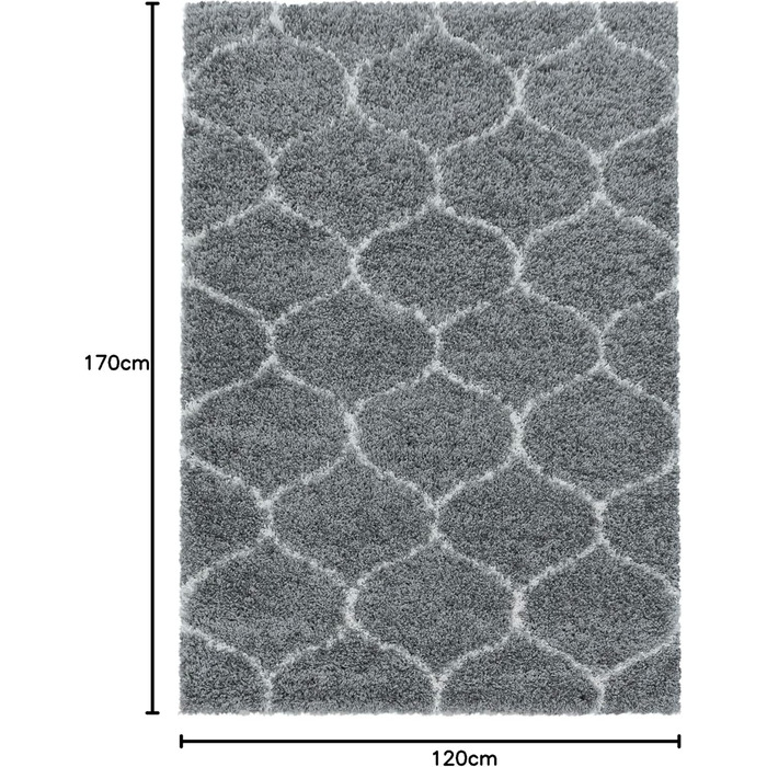 Килим HomebyHome Shaggy 160 см - високий ворс, скандинавський стиль, м'який та пухнастий. Підійде для вітальні, спальні, кухні, коридору. Розмір 120 x 170 см, сірий колір