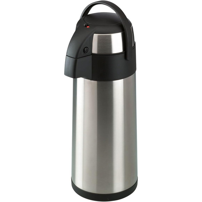 axentia Airpot in Silver, Stainless Steel Pump Dispenser, Capacity: approx. 5 L, 19 x 19 x 45 cm
