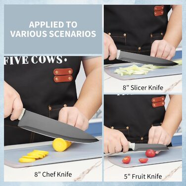 Набір кухонних ножів Messerblock з 16 частинами, з дерев'яною підставкою, дощечкою, захистом пальців, точилкою та кухонними ножицями, професійний набір ножів для дому (зелений, блакитний)