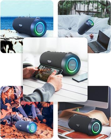 MIFA A90 Bluetooth-колонка: 60W, водонепроникність IPX7, RGB-підсвічування, 30 годин роботи, USB/Micro SD/AUX, True Wireless Stereo, з чохлом та ремінцем