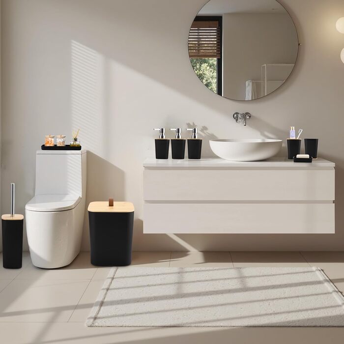 Набір для ванної кімнати XLHOMO: 27 предметів, фіолетовий колір, душовий завіс, килимки, аксесуари, бамбуковий набір для ванної