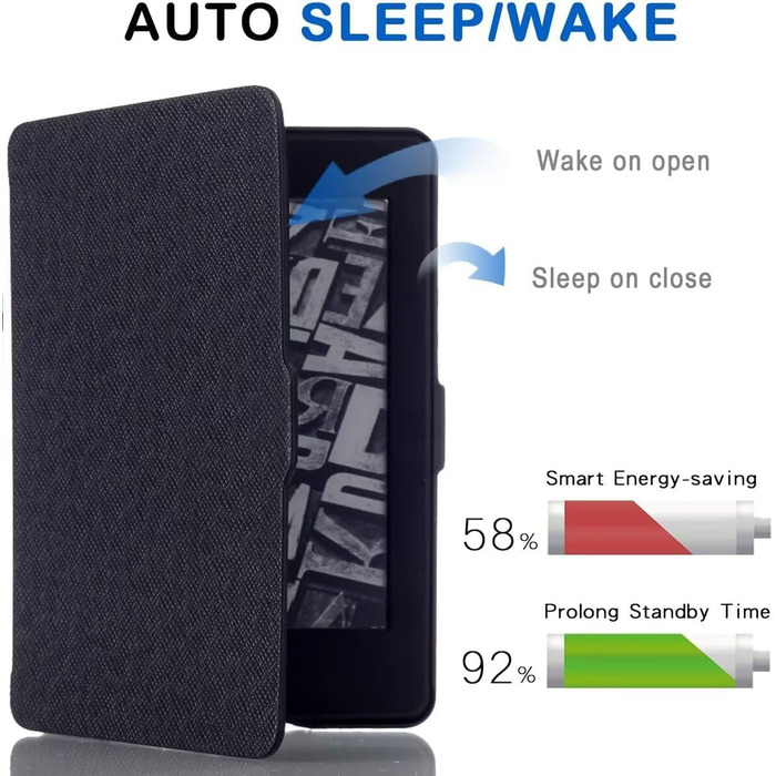 Чохол MOKASE для Kindle Paperwhite 5/6/7 (2012-2016), Black - Синтетична шкіра, Smart Sleep/Wake