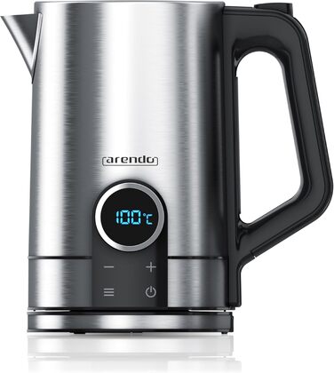 Arendo Stainless Steel Electric Kettle with Temperature Control - 1.7L, 2200W, LED Display, 40-100°C - Tea Kettle with Temperature Gauge, GS Certified