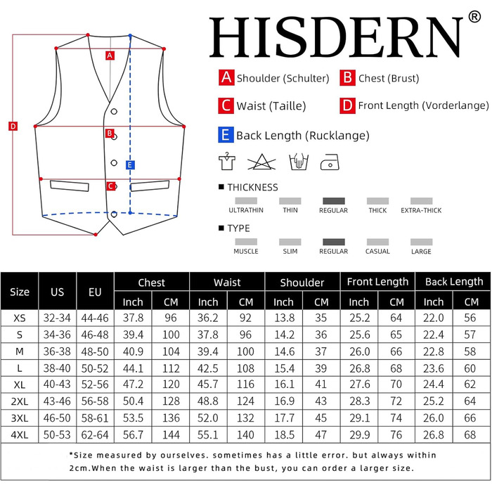 Жилет для чоловіків HISDERN з візерунком у клітинку, блакитний, бавовна | Формальний костюмний жилет
