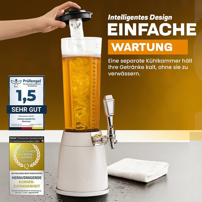 Пивна колона 4.0L з охолодженням 1.3L, хромована - для бару та дому