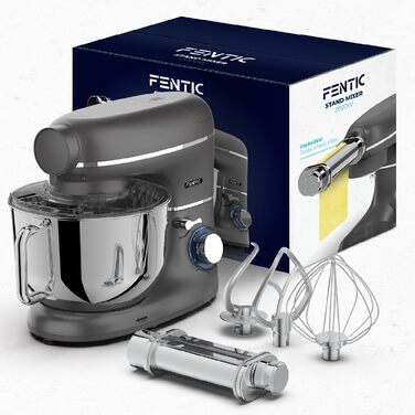 Кухонна машина з тістомісом та машиною для пасти – 2000W, з нержавіючою чашею 6.2L (сіра)