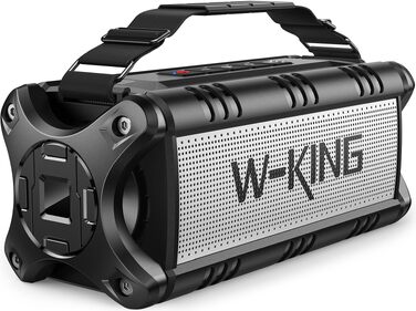 Портативна Bluetooth колонка W-KING 90W з глибоким басом, IPX6, до 40 годин, чорно-біла