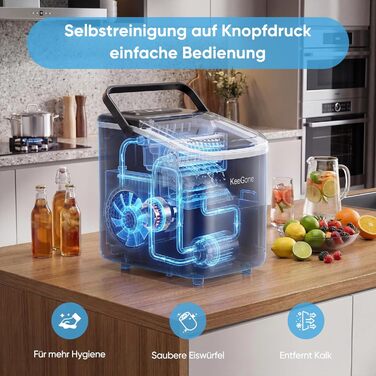 Льодогенератор портативний Klein 1.2л, 10кг/24год, самоочищення, чорний - для дому, офісу, бару