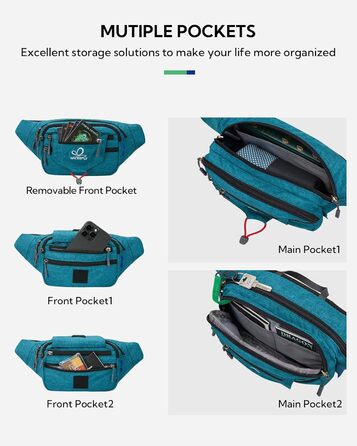 WATERFLY Поясна сумка на пояс для чоловіків та жінок, спортивна, для бігу, фітнесу, тренувань, подорожей (Блакитний павлін)