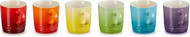 Le Creuset 6-Piece Stoneware Espresso Cups, 100 ml, Rainbow, 79114108359030