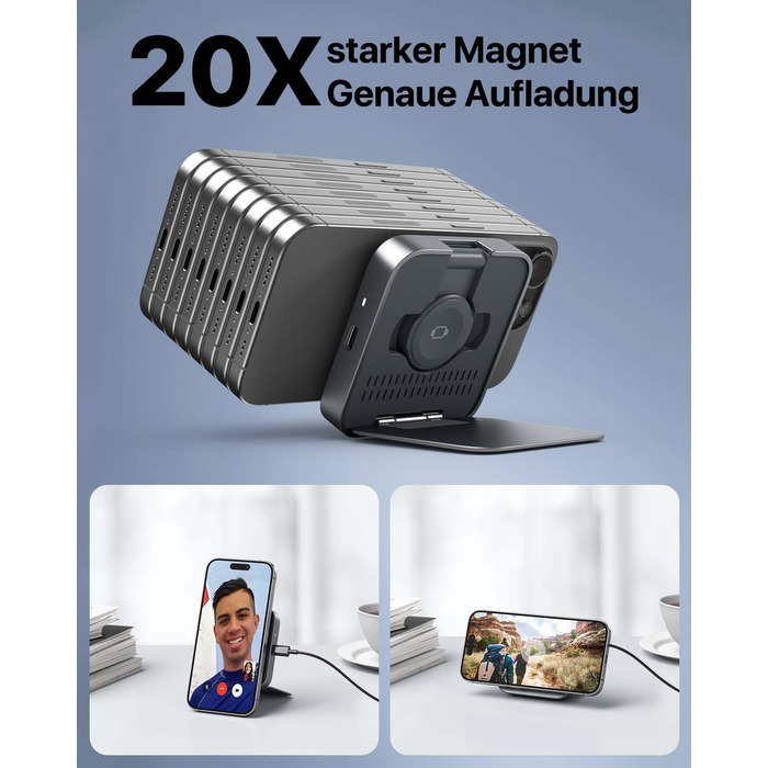 Бездротова зарядка MagSafe для Apple Watch та iPhone (сірий колір), сумісна з iPhone 16 15 14 13 12, iWatch Series, AirPods Pro 3 2