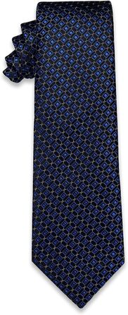 Чоловічі краватки YourTies: смугасті та клітинчасті моделі з шовку, комплект з краваткотримачем (синьо-чорний клітинка)