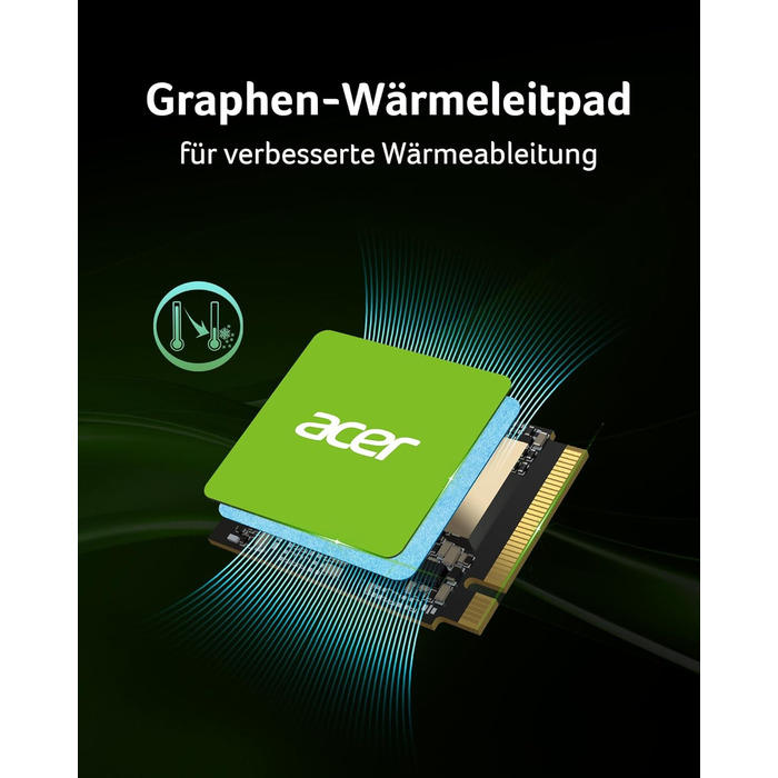SSD Acer MA200 Gen4 1TB PCIe 4.0 NVMe M.2 2280 - Швидкість до 7200 МБ/с, HMB, SLC, для ПК, ноутбука, PS5