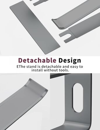 Підставка для ноутбука Alashi настільна, алюмінієва, ергономічна, сіра (10-15.6 дюймів)