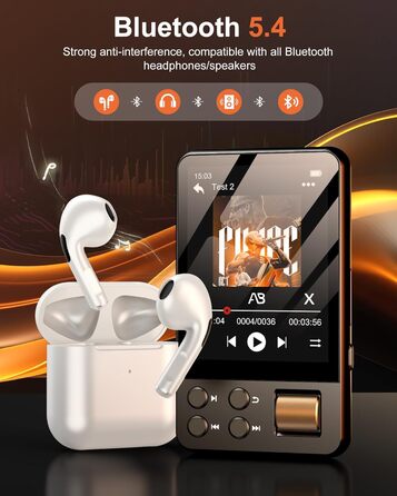 MP3 плеєр Hi-Res 64GB з Bluetooth 5.3, DSD DAC, підтримкою FLAC, 2.8