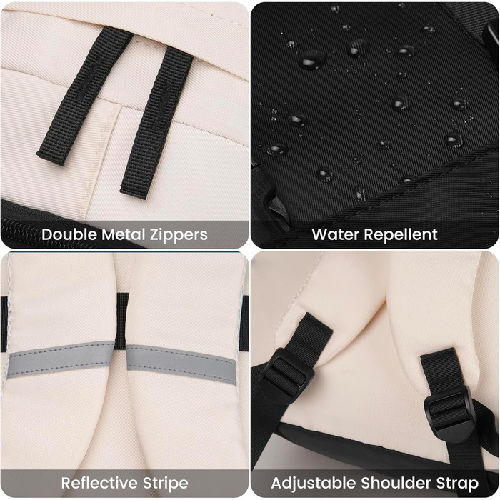 Жіночий рюкзак MOMUVO для підлітків та жінок, для ноутбука 15.6' | Коледжний рюкзак для школярок та студенток (Чорний, Бежевий)